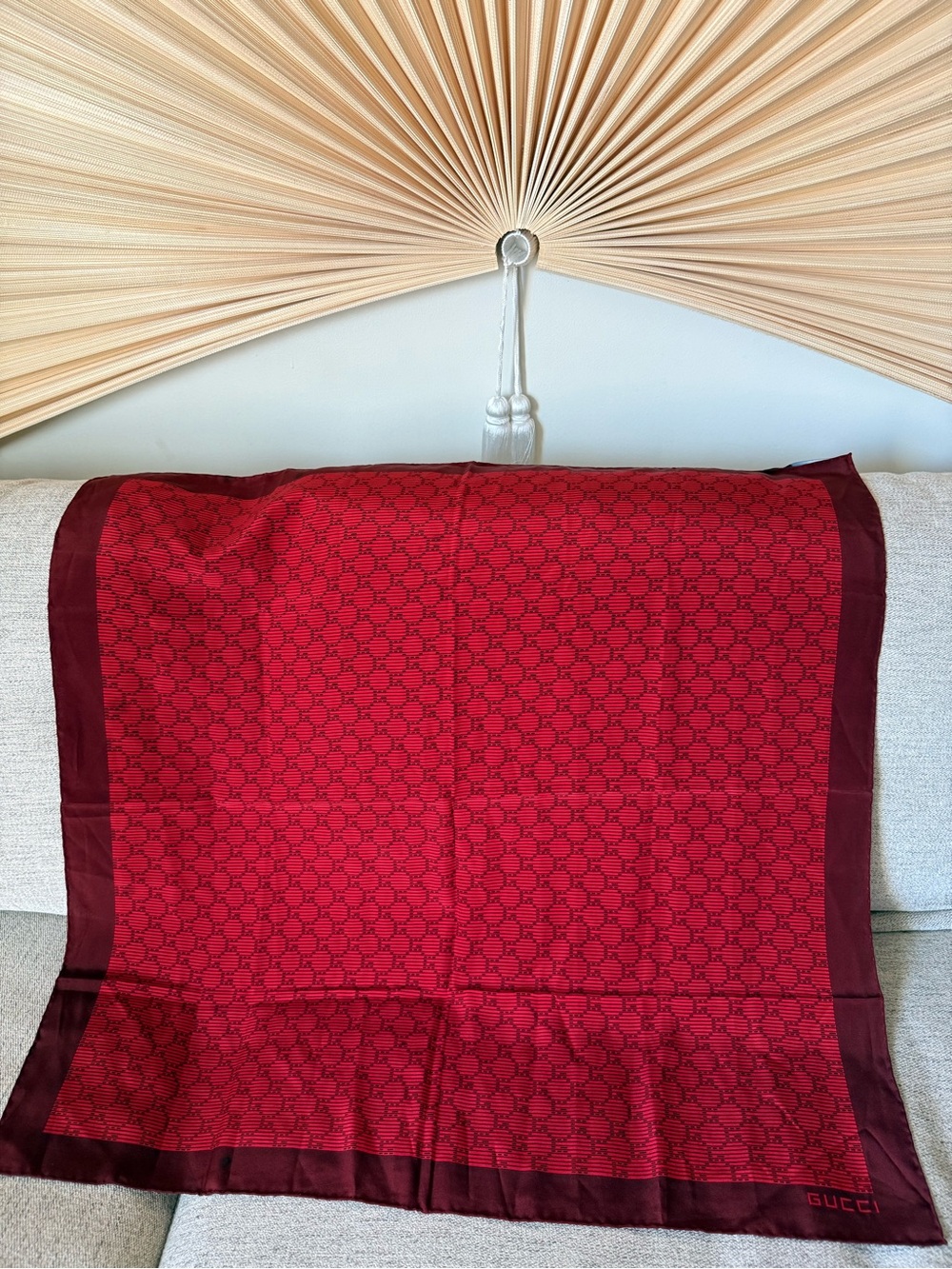 Gucci Red Monogram Scarf